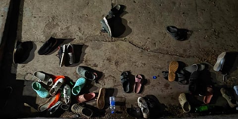 Footwear of students who got trapped in the stampede left unattended on the campus | A Sanesh