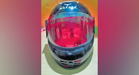 The safety helmet was invented for people having hearing impairments to assist them while driving. (Photo | special arrangement)