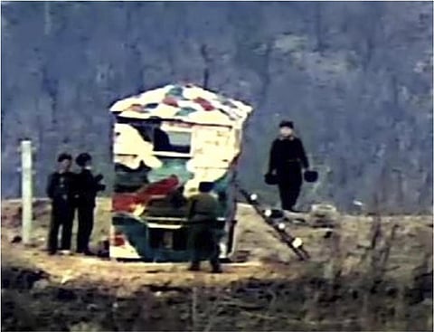 North Korean soldiers install their guard post in the Demilitarized Zone (DMZ) in North Korea. (Photo | AP)