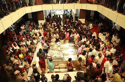 Students and teachers pay their last respects to the three students when their mortal remains were kept for public homage at Cusat on Sunday. (Photo | T P Sooraj)