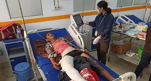 A doctor looks after a patient injured in an earthquake, evacuated from his village and brought to a hospital in Nepalgunj, Nepal. (Photo | AP)