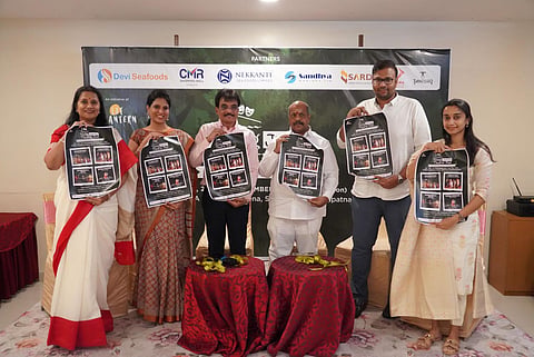 Vizag Junior Theatre Fest  poster being launched by the Lit Lantern Society