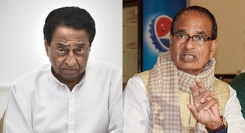 A collage of Congress leader Kamal Nath and MP Chief Minister Shivraj Singh Chouhan. (Photos | PTI)