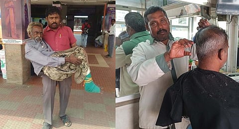 Deivaraj a hair dresser from Tiruppur city, has offered free service to the destitute for the past 20 years. | Express. 