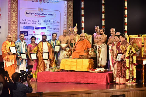 the Margazhi festivities of the Sri Thyaga Brahma Gana Sabha began on Saturday with the inauguration of the 44th Isai, Iyal, Nataka Vizha and the 34th Bharatham Festival 2024. (Photo | P Ravikumar)