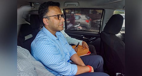 Businessman Arun Pillai, accused in Delhi liquor policy case, being taken to court from ED office, in New Delhi. (Photo | PTI)