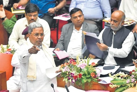 Chief Minister Siddaramaiah speaks in the Assembly in Belagavi on Thursday.