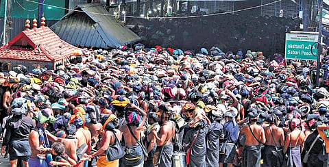 The huge rush of pilgrims at Sabari Peedam on the way to Lord Ayyappa Temple in Sabarimala on Friday | Express