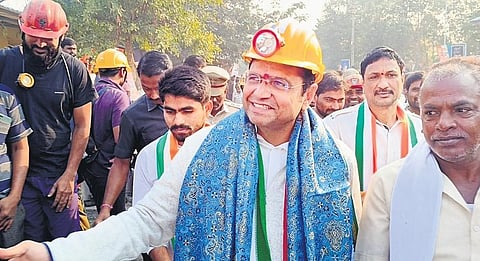 IT Minister  D Sridhar Babu campaigns for INTUC at the open cast project-2 and  Adriyala longwall project in Manthani constituency  on Monday