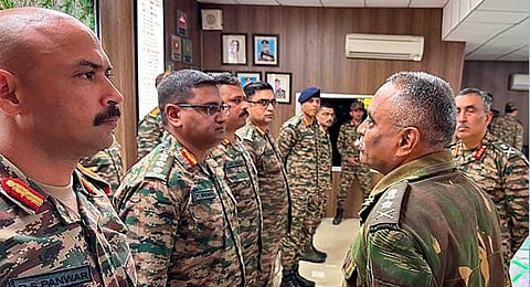 Chief of Army Staff General Manoj Pande during a visit to review the security situation in the Poonch sector, Monday, Dec. 25, 2023. (PTI Photo)