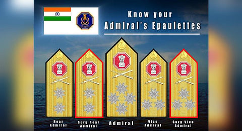 The new design of Admirals' epaulettes (Photo | Indian Navy)