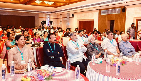 Rajamony, Musthafa Zafeer OV and Almana Zafeer at the 'Unveiling Thalassery' event recently.  (EPS)