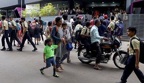 FILE: Bengaluru Police evacuated students and staff from the premises of the schools following a bomb hoax mail to several schools in Bengaluru. (Photo | Shashidhar Byrappa)