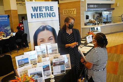 Human resources recruiter during a job fair. (Photo | AP)