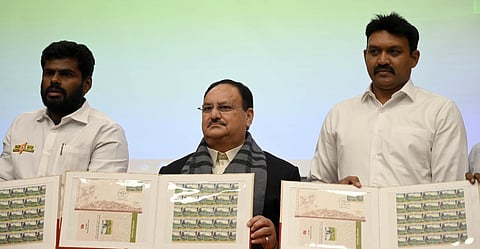 BJP national president JP Nadda released a stamp commemorating 200 years of Indian origin Tamils in Sri Lanka in New Delhi on Saturday | Shekhar Yadav
