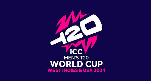 The new logo for the ICC T20 World Cup 2024 set to be held in West Indies and USA.