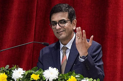 CJI DY Chandrachud during the inauguration of the new premises of the Mumbai bench of the Central Administrative Tribunal (CAT), in Mumbai, Friday, Dec. 8, 2023. (PTI Photo)