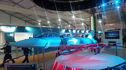 HAL is working on a project to develop Hindustan Lead Fighter Trainer (HLFT)- 42 supersonic jet trainer and its mockup was displayed for the first time at Aero India. (Photo | EPS)