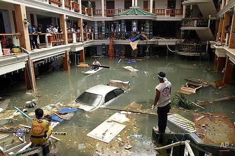 In 2004: 230,000 dead, in southeast Asia. On December 26, a massive 9.1-magnitude earthquake strikes off the coast of Sumatra, triggering a tsunami that kills more than 230,000 people throughout the region, including 170,000 in Indonesia alone. Waves 30 metres (100 feet) high, travelling at 700 kilometres per hour (435 miles per hour), swallow everything in their path.
