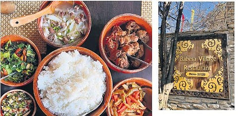 Bhutanese dishes; Babesa signboard