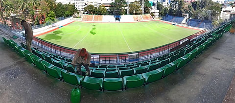 The hockey stadium in Chennai is undergoing maintenance work | Ashwin Prasath