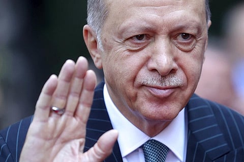 Turkey's President Recep Tayyip Erdogan waves to the crowd during a welcome ceremony in Sarajevo, Bosnia. (Photo | AP)