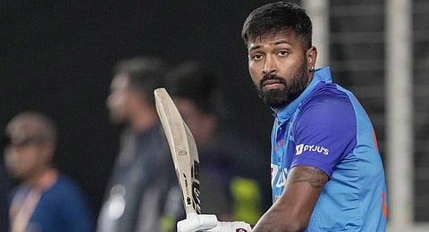 ndia's captain Hardik Pandya before the third T20 cricket match between India and New Zealand, at Narendra Modi Stadium in Ahmedabad, Wednesday, Feb. 1, 2023. (PTI)