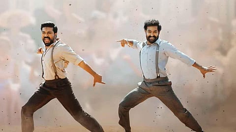 Actors Ram Charan and NTR Jr in 'RRR'