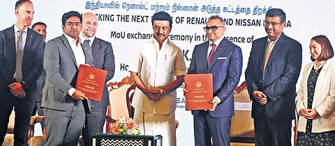 Representational Image: CM Stalin at the MoU signing between state govt and Renault- Nissan. (Photo | EPS)