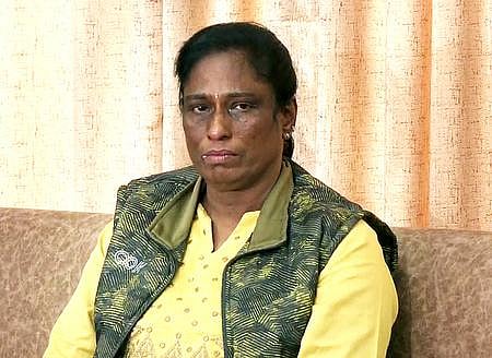 Indian Olympic Association President PT Usha gets emotional during a press conference alleging encroachment on the land of Usha School of Athletics in Kozhikode (Photo | ANI)