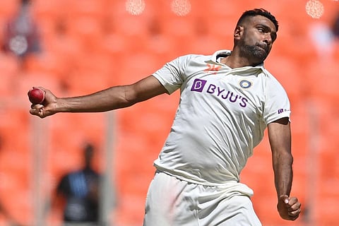 Ravichandran Ashwin bowls during the 2nd day of the fourth test cricket match between India and Australia, in Ahmedabad, March 10, 2023. (Photo | AFP)