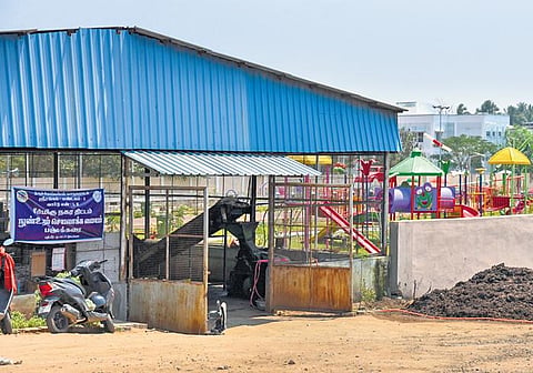 A view of the micro compost centre operating in close proximity to the Science Park at Srirangam in Tiruchy on Wednesday | m k ashok kumar