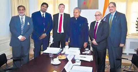 The representatives of the German company in solid waste management, Zonta Infratech, with Chief Minister Pinarayi Vijayan at the Indian Embassy in Netherlands