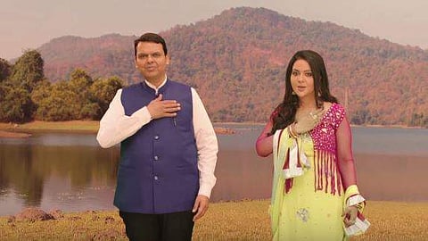 FILE: Devendra Fadnavis with his wife Amruta. (Video screengrab)