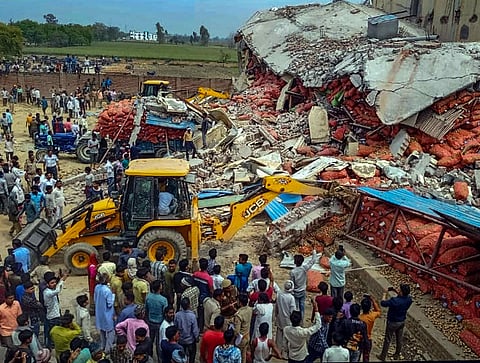 Rescue work underway at Sambhal district's cold storage (PTI Photo)