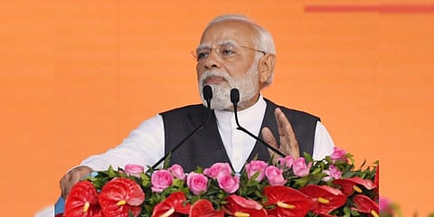 Prime Minister Narendra Modi seen addressing a gathering. (Photo | ANI)