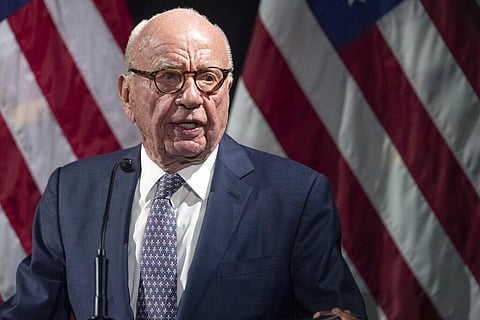 FILE: Media mogul and News Corp Executive Chairman Rupert Murdoch speaks at an event in New York, Oct. 30, 2019. (Photo | AP) 