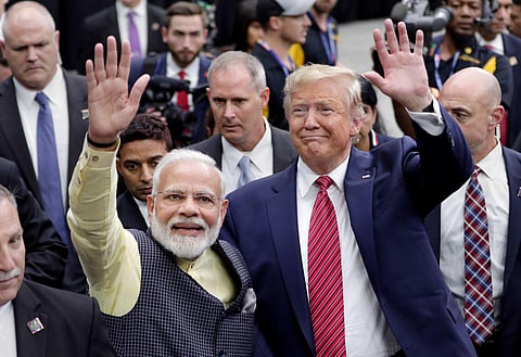 Former US President Donald Trump with India's Prime Minister Narendra Modi. (File Photo | AP)