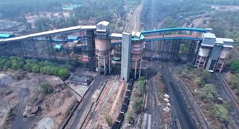 Aerial view of Gevra coal mine in Korba.(Photo | Special arrangement)