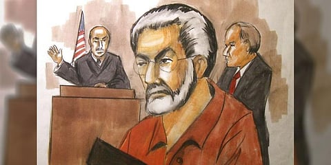 In this Jan. 6, 2010, file courtroom artist's drawing, Tahawwur Rana (C) appears before a Judge in Chicago's federal court. (Photo | AP)