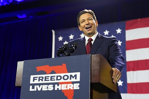 Florida Republican Gov. Ron DeSantis speaks to supporters at an election night party after winning reelection, Nov. 8, 2022. (Photo | AP)