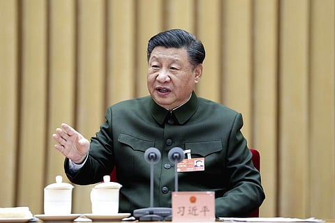 Chinese President Xi Jinping attends a plenary meeting of the People's Liberation Army (PLA) and the People's Armed Police Force in Beijing, on Wednesday, March 8, 2023. (Photo | AP)