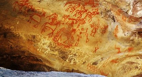 rock paintings in Chintakunta area. (Image | Website, https://www.kadapaonline.in/)