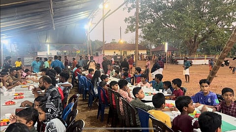Mass iftar organized at Sree Puthuveppu Manaliyarkavu Bhagavathi Temple, Othalur, in Malappuram, Kerala.