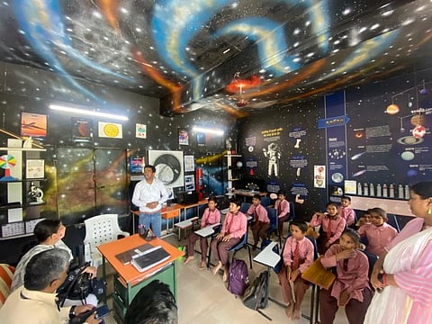 The lab is decorated as a celestial object with dark and vibrant coloured walls both outside and inside it (Photo | Special arrangement)