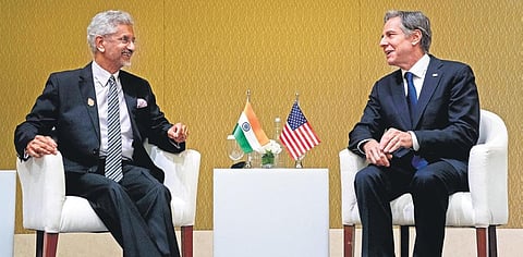 A file photo of EAM S Jaishankar with US Secretary of State Antony Blinken(R). (Photo| PTI)