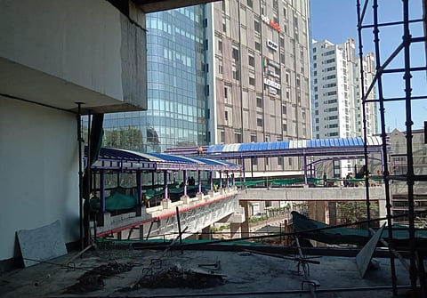 Bengaluru Metro's connecting bridge which connects both sides of the  Benniganahalli Metro station. (Express)