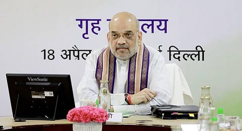 Union Home Minister Amit Shah chairs a 'Chintan Shivir' of senior officers of the Ministry of Home Affairs, in New Delhi, Tuesday, April 18, 2023. (Photo | PTI)