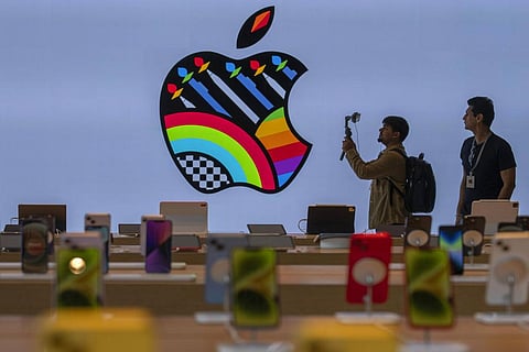 iPhones are on display during a press preview of India's first Apple Store in Mumbai, India, Monday, April 17, 2023. (Photo | AP)