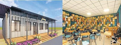 The outer and inner design of prefab smart library  | Express